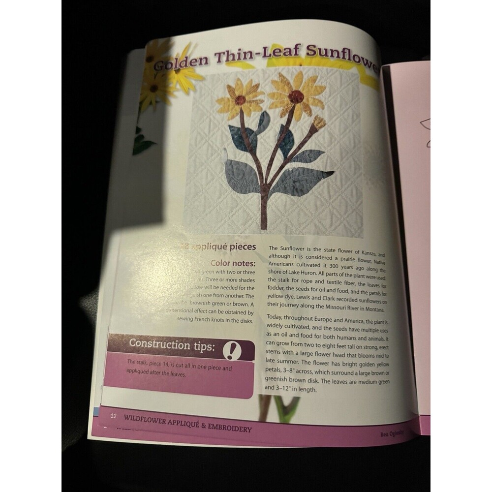 Wildflower Applique Embroidery Love To Quilt Book Bea Oglesby Pattern - Picture 7 of 7